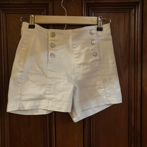 Nautical White Button-Front Shorts